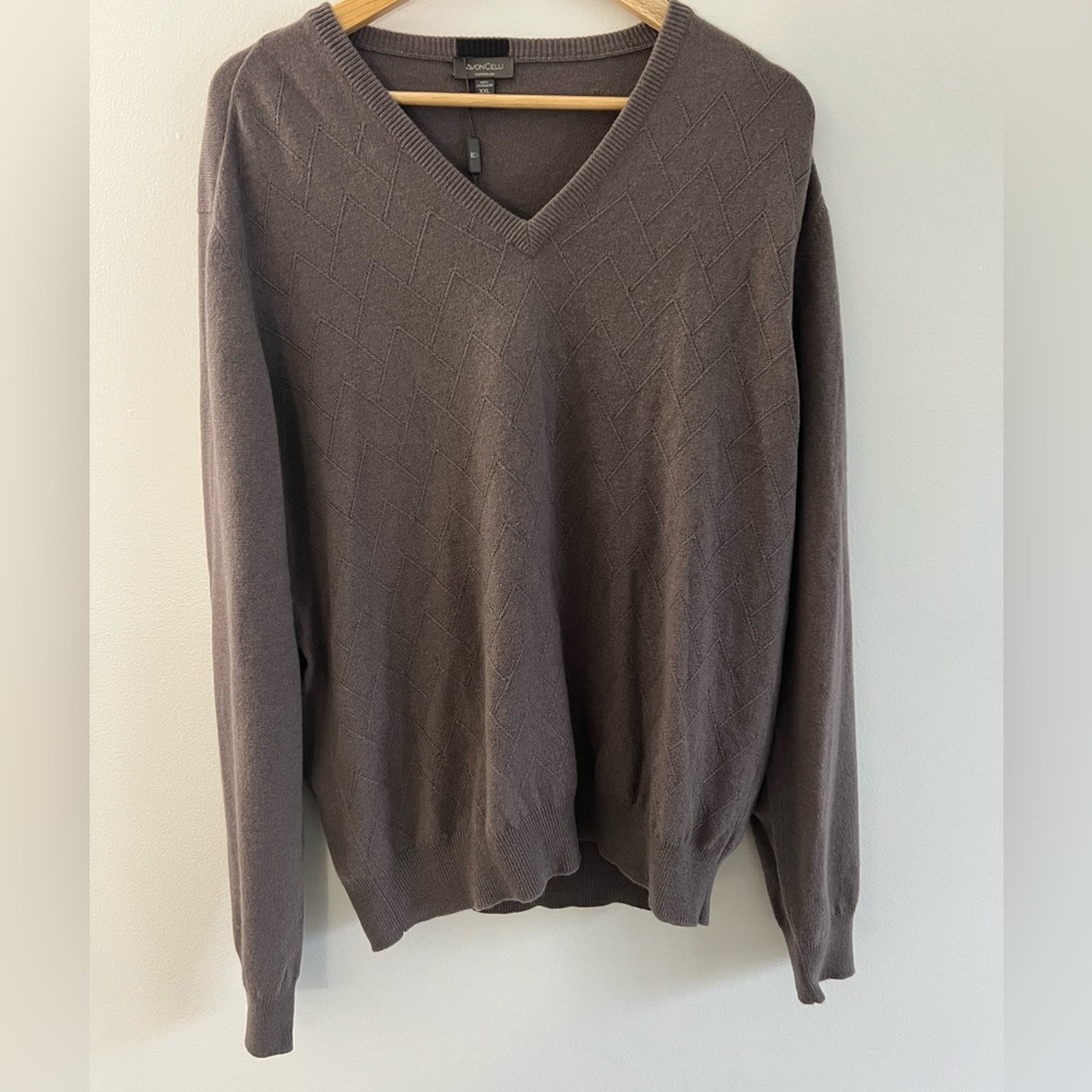 AbonCelli men’s Brown v-neck cashmere Sweater